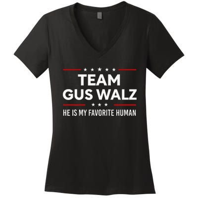 Team Gus Walz Waltz He Is My Favorite Human Women's V-Neck T-Shirt