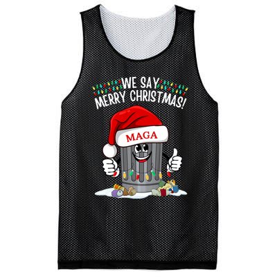 Trump Garbage We Say Merry Christmas Maga Santa Hat Funny Mesh Reversible Basketball Jersey Tank