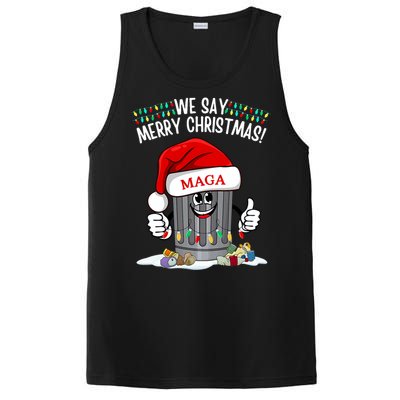 Trump Garbage We Say Merry Christmas Maga Santa Hat Funny PosiCharge Competitor Tank