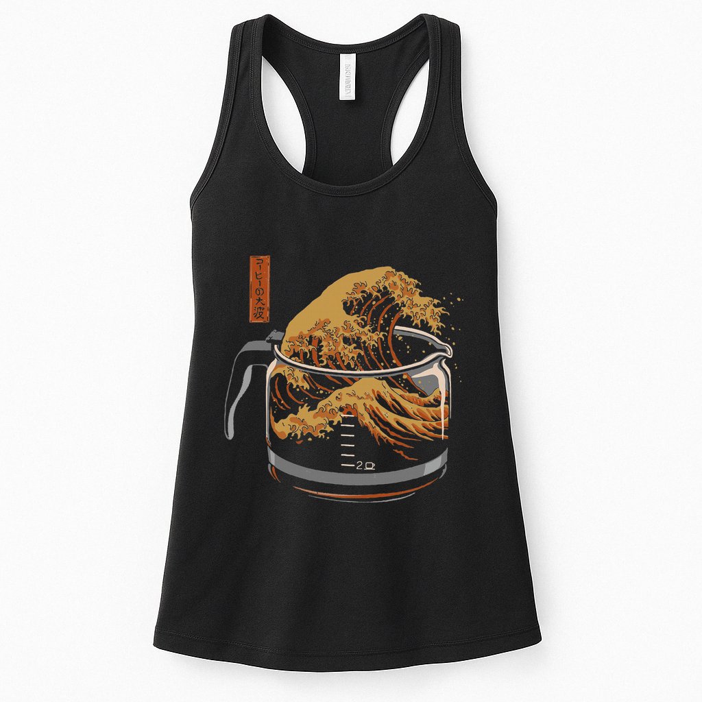 The Great Wave Of Coffee Funny Coffee I Love Coffee Womens Tank Top