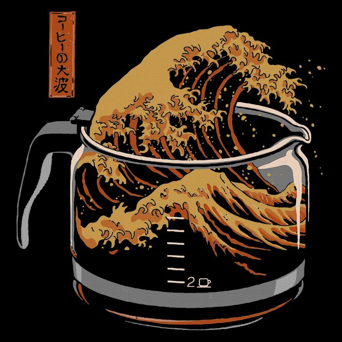 The Great Wave Of Coffee Funny Coffee I Love Coffee Womens Tank Top
