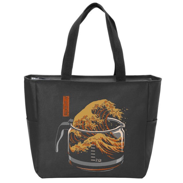 The Great Wave Of Coffee Funny Coffee I Love Coffee Zip Tote Bag