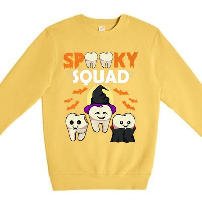 Teeth Ghost Witch Pumpkin Cute Dental Halloween Spooky Squad Cute Gift Premium Crewneck Sweatshirt