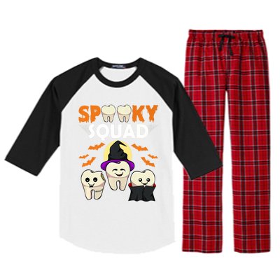 Teeth Ghost Witch Pumpkin Cute Dental Halloween Spooky Squad Cute Gift Raglan Sleeve Pajama Set