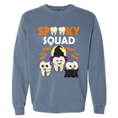 Teeth Ghost Witch Pumpkin Cute Dental Halloween Spooky Squad Cute Gift Garment-Dyed Sweatshirt