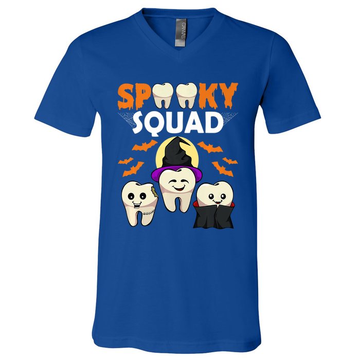 Teeth Ghost Witch Pumpkin Cute Dental Halloween Spooky Squad Cute Gift V-Neck T-Shirt