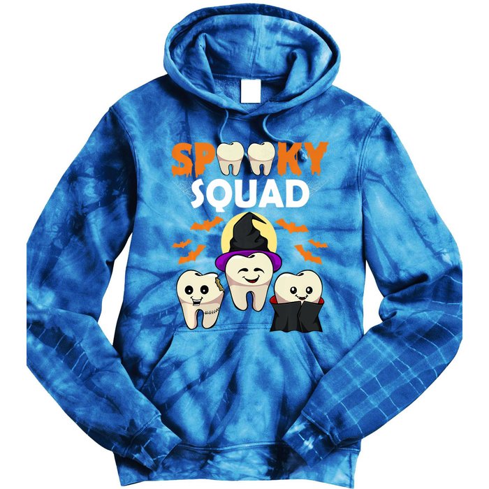 Teeth Ghost Witch Pumpkin Cute Dental Halloween Spooky Squad Cute Gift Tie Dye Hoodie