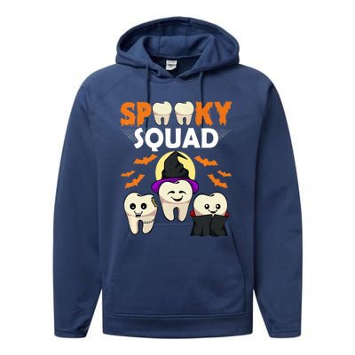 Teeth Ghost Witch Pumpkin Cute Dental Halloween Spooky Squad Cute Gift Performance Fleece Hoodie