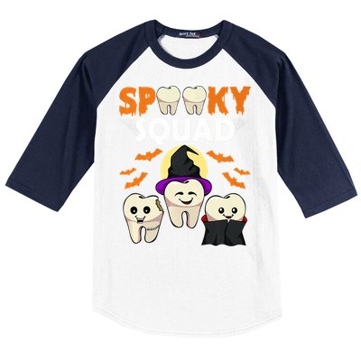 Teeth Ghost Witch Pumpkin Cute Dental Halloween Spooky Squad Cute Gift Baseball Sleeve Shirt