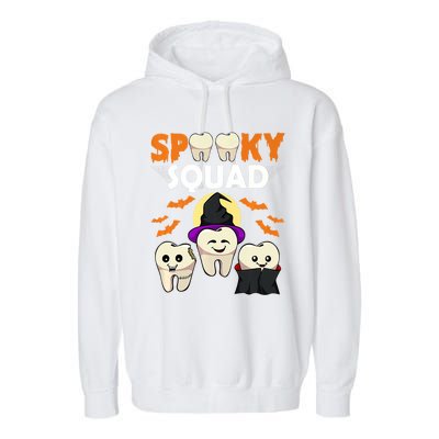 Teeth Ghost Witch Pumpkin Cute Dental Halloween Spooky Squad Cute Gift Garment-Dyed Fleece Hoodie