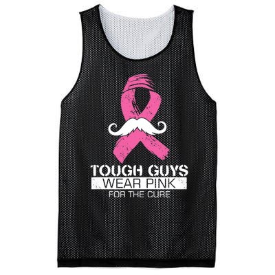 Tough Guys Wear Pink For The Cure Men Breast Cancer Warrior Mesh Reversible Basketball Jersey Tank