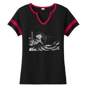 The Great Wave Classic Japanese Art Ladies Halftime Notch Neck Tee