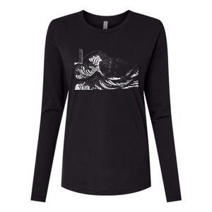 The Great Wave Classic Japanese Art Womens Cotton Relaxed Long Sleeve T-Shirt