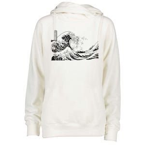 The Great Wave Classic Japanese Art Womens Funnel Neck Pullover Hood