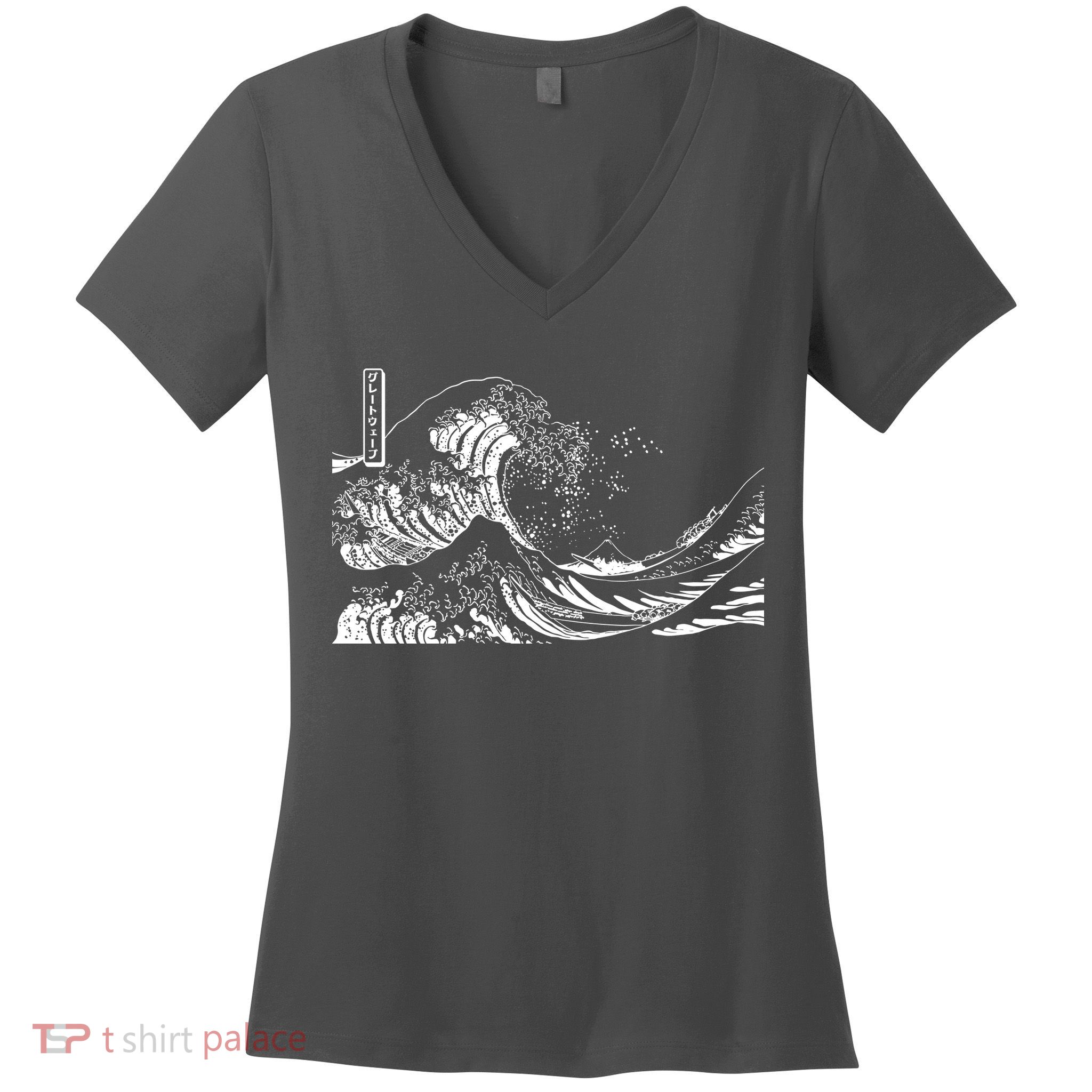 The Great Wave Classic Japanese Art Women's V-Neck T-Shirt
