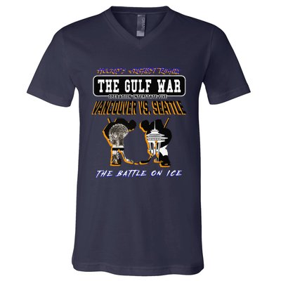 The Gulf War Vancouver Seattle Ice Hockey Rivalry Famous V-Neck T-Shirt