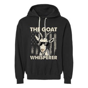 The Goat Whisperer Usa American Flag Farm Animal Lover Garment-Dyed Fleece Hoodie