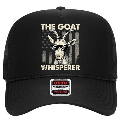 The Goat Whisperer Usa American Flag Farm Animal Lover High Crown Mesh Back Trucker Hat