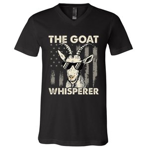 The Goat Whisperer Usa American Flag Farm Animal Lover V-Neck T-Shirt