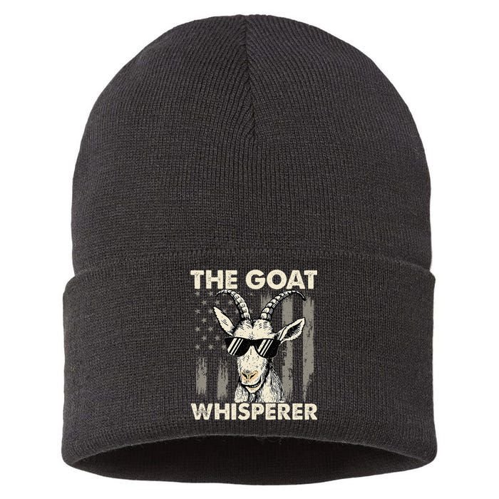 The Goat Whisperer Usa American Flag Farm Animal Lover Sustainable Knit Beanie