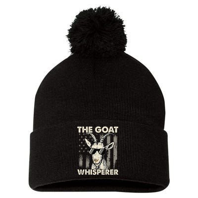 The Goat Whisperer Usa American Flag Farm Animal Lover Pom Pom 12in Knit Beanie