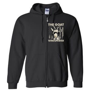 The Goat Whisperer Usa American Flag Farm Animal Lover Full Zip Hoodie