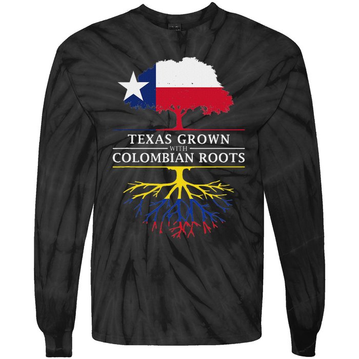 Texas Grown With Colombian Roots Colombia Tie-Dye Long Sleeve Shirt