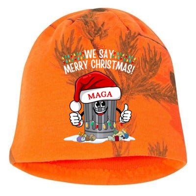 Trump Garbage We Say Merry Christmas Maga Santa Hat Funny Gift Kati - Camo Knit Beanie