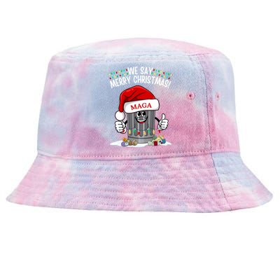 Trump Garbage We Say Merry Christmas Maga Santa Hat Funny Gift Tie-Dyed Bucket Hat