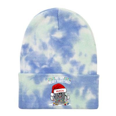 Trump Garbage We Say Merry Christmas Maga Santa Hat Funny Gift Tie Dye 12in Knit Beanie