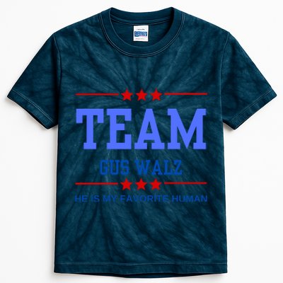 Team Gus Walz He Is My Favorite Human Kids Tie-Dye T-Shirt