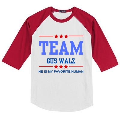 Team Gus Walz He Is My Favorite Human Kids Colorblock Raglan Jersey