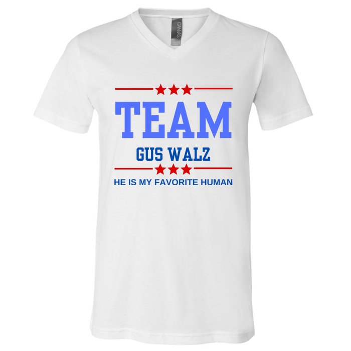 Team Gus Walz He Is My Favorite Human V-Neck T-Shirt