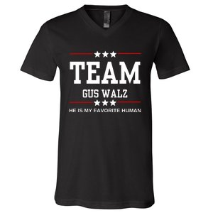 Team Gus Walz He Is My Favorite Human V-Neck T-Shirt