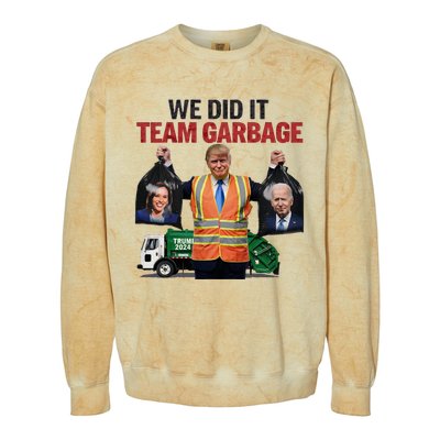 Team Garbage Won We Did It Trump 2024 Colorblast Crewneck Sweatshirt