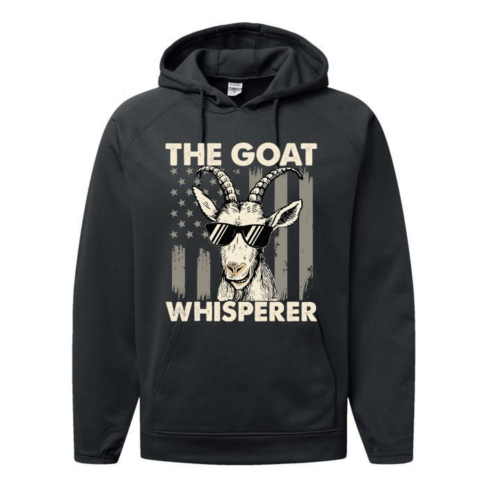 The Goat Whisperer - USA American Flag Farm Animal Lover Performance Fleece Hoodie