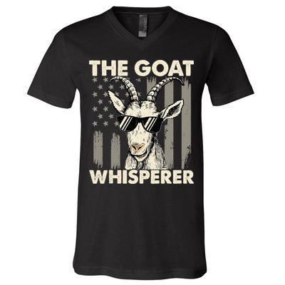 The Goat Whisperer - USA American Flag Farm Animal Lover V-Neck T-Shirt