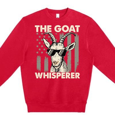 The Goat Whisperer - USA American Flag Farm Animal Lover Premium Crewneck Sweatshirt