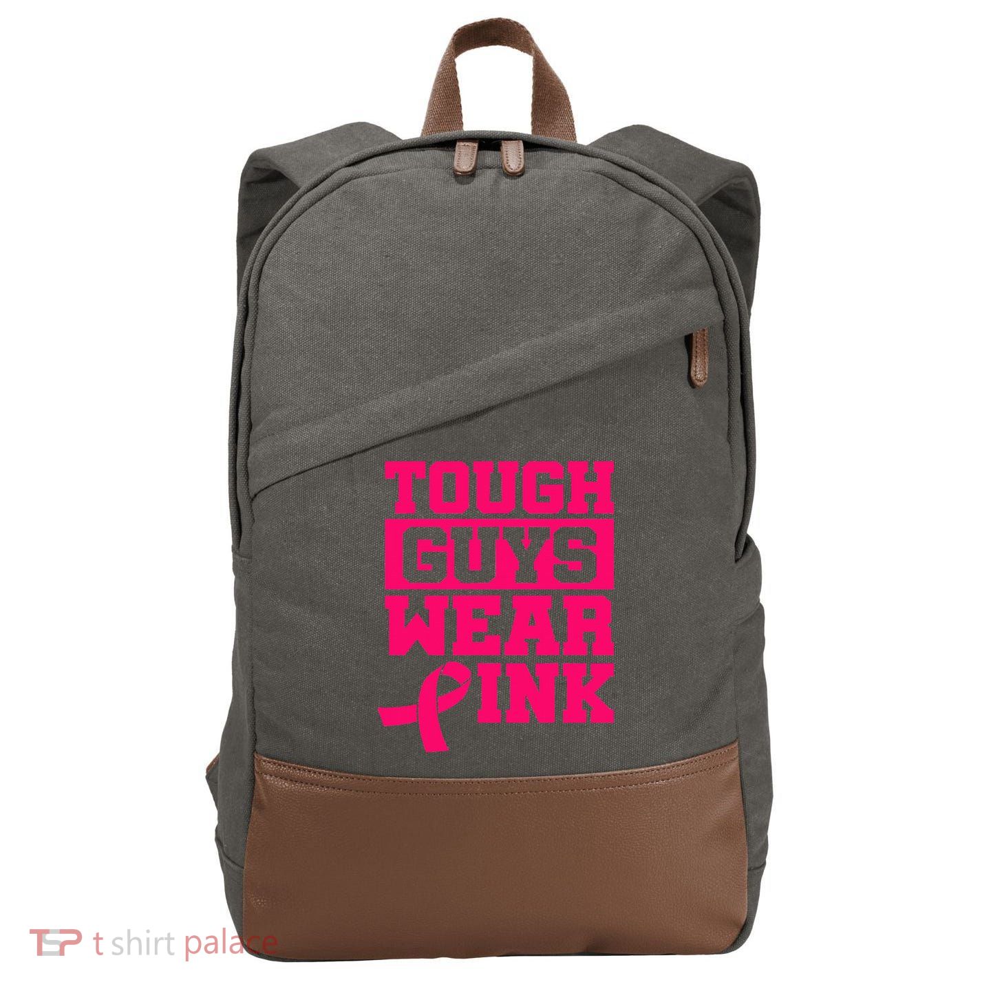 Tough Guys Wear P.I.N.K Breast Cancer Awareness .. Cotton Canvas Backpack