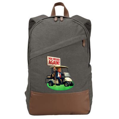 Trump Golf You Missed Again Trump 2024 Us American Cotton Canvas Backpack