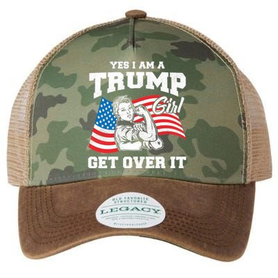 Trump Girl Yes I Am A Trump Girl Get Over It Legacy Tie Dye Trucker Hat