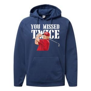 Trump Golf You Missed Twice Funny Trump 45 47 President Vote Performance Fleece Hoodie