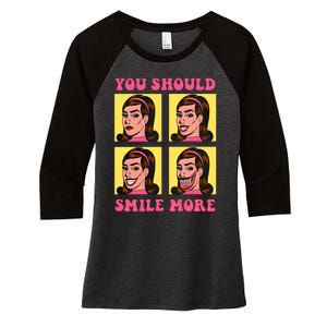 Tragic Girl You Should Smile More Women's Tri-Blend 3/4-Sleeve Raglan Shirt