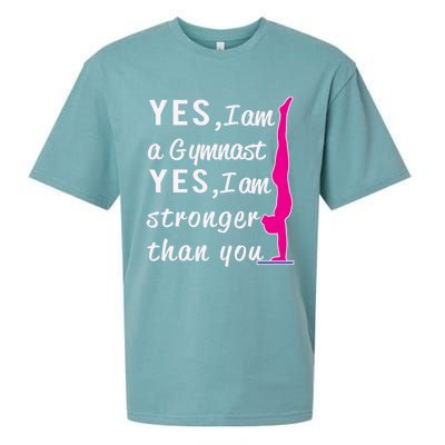 Top Gymnastics Yes IM Stronger Than You Gift Great Gift Sueded Cloud Jersey T-Shirt