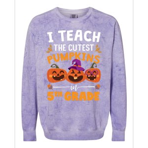 Teacher Halloween 5th Grade Teacher Cutest Pumpkins In Patch Cool Gift Colorblast Crewneck Sweatshirt