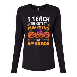 Teacher Halloween 5th Grade Teacher Cutest Pumpkins In Patch Cool Gift Womens Cotton Relaxed Long Sleeve T-Shirt