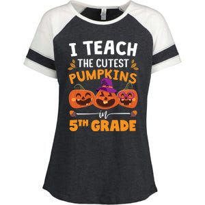 Teacher Halloween 5th Grade Teacher Cutest Pumpkins In Patch Cool Gift Enza Ladies Jersey Colorblock Tee