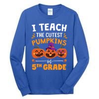 Teacher Halloween 5th Grade Teacher Cutest Pumpkins In Patch Cool Gift Tall Long Sleeve T-Shirt