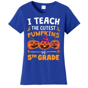 Teacher Halloween 5th Grade Teacher Cutest Pumpkins In Patch Cool Gift Women's T-Shirt