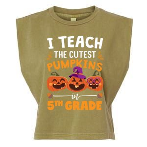 Teacher Halloween 5th Grade Teacher Cutest Pumpkins In Patch Cool Gift Garment-Dyed Women's Muscle Tee